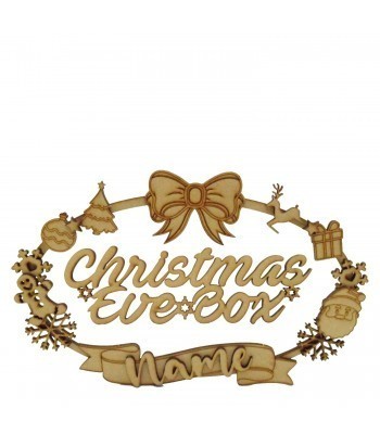 Laser Cut Personalised 'Christmas Eve Box' 3D Detailed Sign - Christmas Shapes Design
